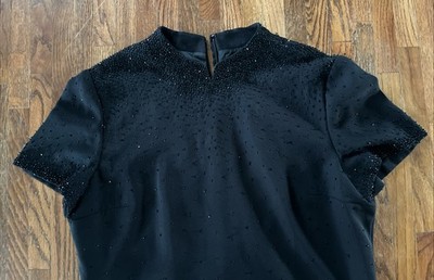 Donna Morgan Black Dress w/Beaded short sleeve size 14 evening