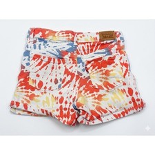 Levis Girls Red Blue Yellow Tie Dye Denim Shorty Shorts Size 10 Reg Adjustable