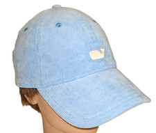 VINEYARD VINES Pink Whale Logo Corduroy Hat Adjustable Strap Buckle Light Blue