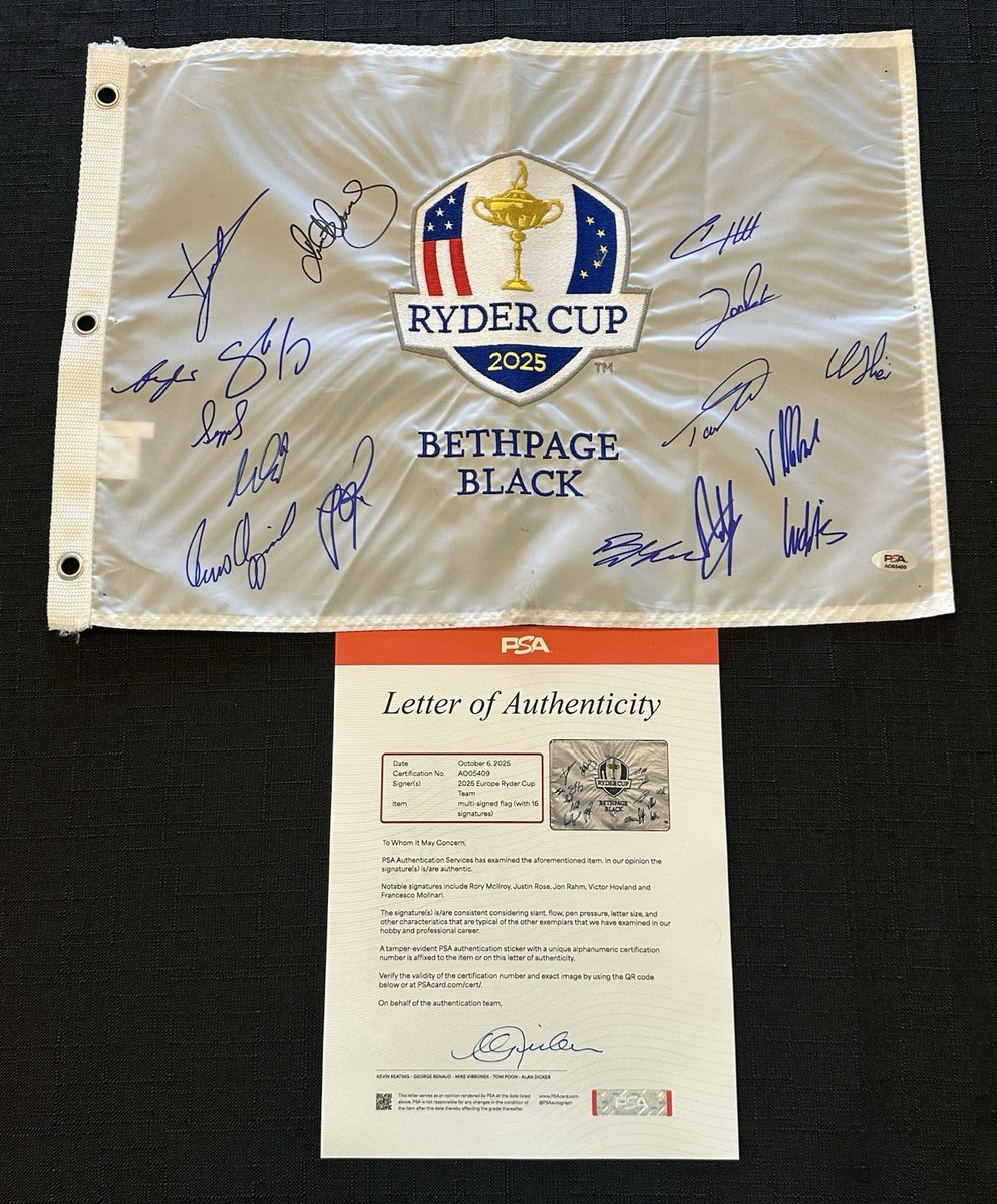 Complete Team Europe Signed 2025 Ryder Cup Golf Flag McIlroy