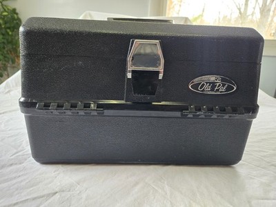 VINTAGE 60'S BLACK OLD PAL PF4000 TACKLE BOX FULL OF MOSTLY VINTAGE LURES & MISC