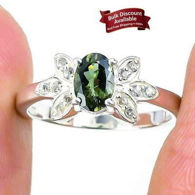 Grüner Amethyst Edelstein massiv Sterlingsilber Tochter Boho Cluster Ring Größe 8