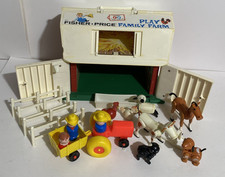 Vintage Fisher Price Play Family Farm Tractor Animals and Accessories 60s Toy