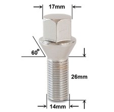 Tapered CHROME Wheel Bolts 14x1.5 Qty20 HEX 19mm fts AUD | eBay