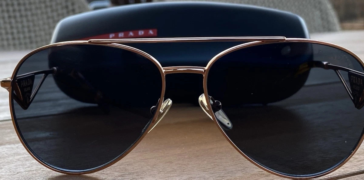 PRADA Gold Aviator Sunglasses for Men for sale | eBay display picture 1