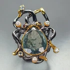 Unique ring 22 ct Natural Aquamarine Ring 925 Sterling Silver Size 8 /R482230