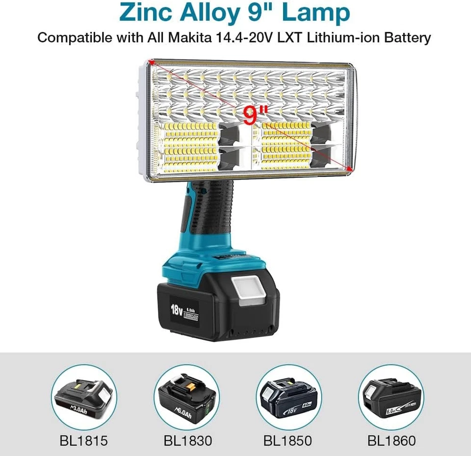 Cordless LED Work Light for Makita 18V Li-ion LXT Battery BL1840 BL1830 BL1850 - Image 4 of 4