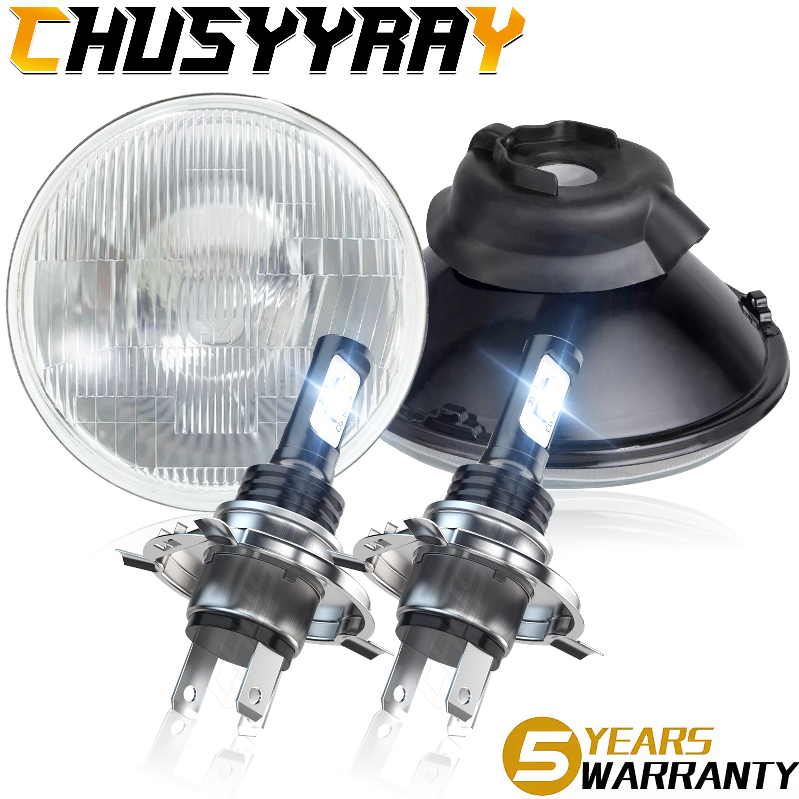 H6024 2pcs For Nissan Patrol Y60 7 inch Round Sealed LED Headlight High Low Beam