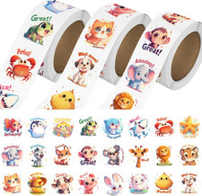 3 Rolls Animal Stickers for Kids, 1500 PCS Stickers Bulk for Toddlers 2-4