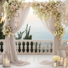 10x7FT Taupe Chiffon Backdrop Curtains WrinkleFree Sheer Fabric Drapes 2 PCS