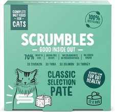 Scrumbles Natural Wet Cat Food, Classic Selection in Pate 12x 80g