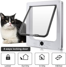 4-Way Seal Cat Dog Flap, Retractable Frame, Convenient Mount for Small Pets