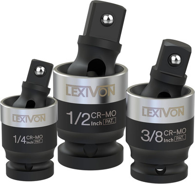 Impact Universal Joint - Patented SLIM Design | 3-Piece 1/2'', 3/8'', and 1/4'' Soc