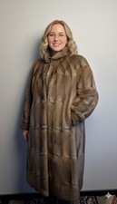 Vintage Bisam Pelzmantel Echtpelz Braun Gr. 42/44 L XL + Originalrg: 2.200 DM