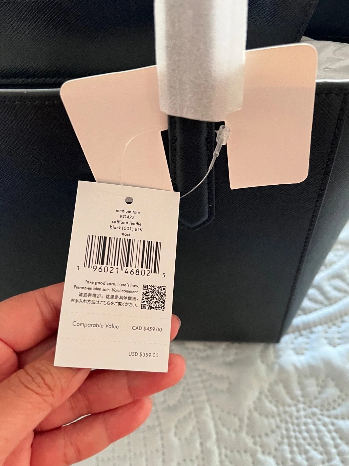 *NUOVA CON ETICHETTE* Borsa tote Kate Spade Staci in pelle saffiano nera KG473 nuova con etichette $359