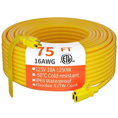 HUANCHAIN Outdoor Extension Cord 75 Foot Waterproof, 16/3 Gauge Flexible Cold...