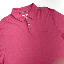 Tommy Bahama 3 Button Short Sleeve Polo Shirt Men  s L Pink Swordfish Logo