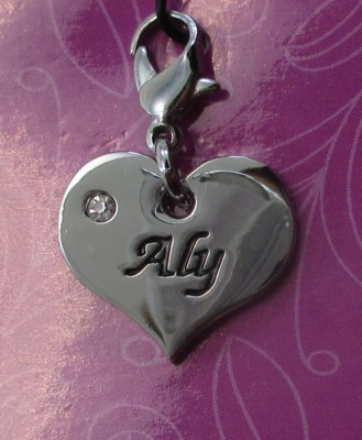 M2 Aly name Heart CHERISH CHARM clip on crystal for sale