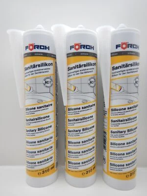 3 uds FÖRCH SILICONA SANITARIA SILICONA DE BAÑO ANTRACITA GRIS COCINA CONSTRUCCIÓN DE VIDRIO 310 ML