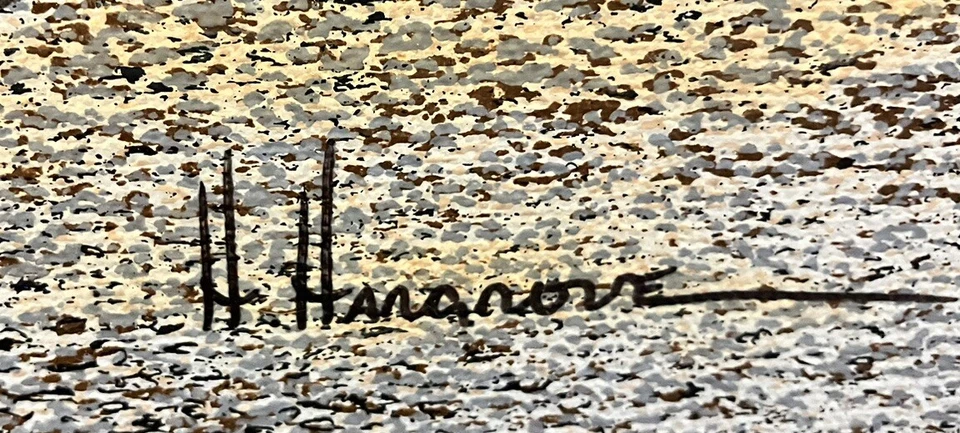 H Hargrove 3 niños con cachorro tirando de un vagón 12 X 16 lona estirada solamente Foto 3 de 4