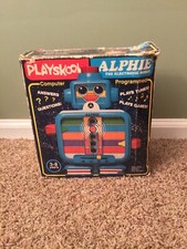 Vintage 1978 Playskool Alphie The Electronic Robot Untested with Box  Cards