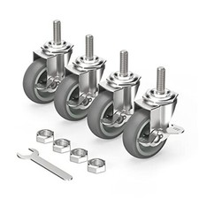 Caster Wheels 3 inch Locking Stem Casters, 3/8" -16 x 1-1/2" Stem Diameter 3...