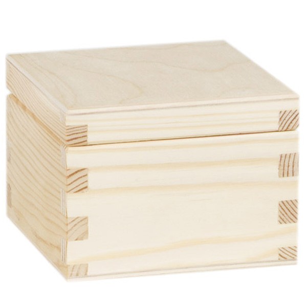 Holzkiste Mit Deckel 10X10X7,5 Cm Helle Natur Vollholz Geschenk Kiste Deckelbox-image
