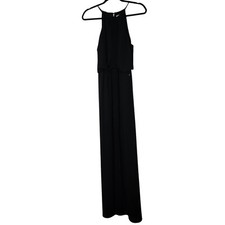 Guess Womens Elegant Black Halter Maxi Lined Elastic Waistline Dress Size Medium
