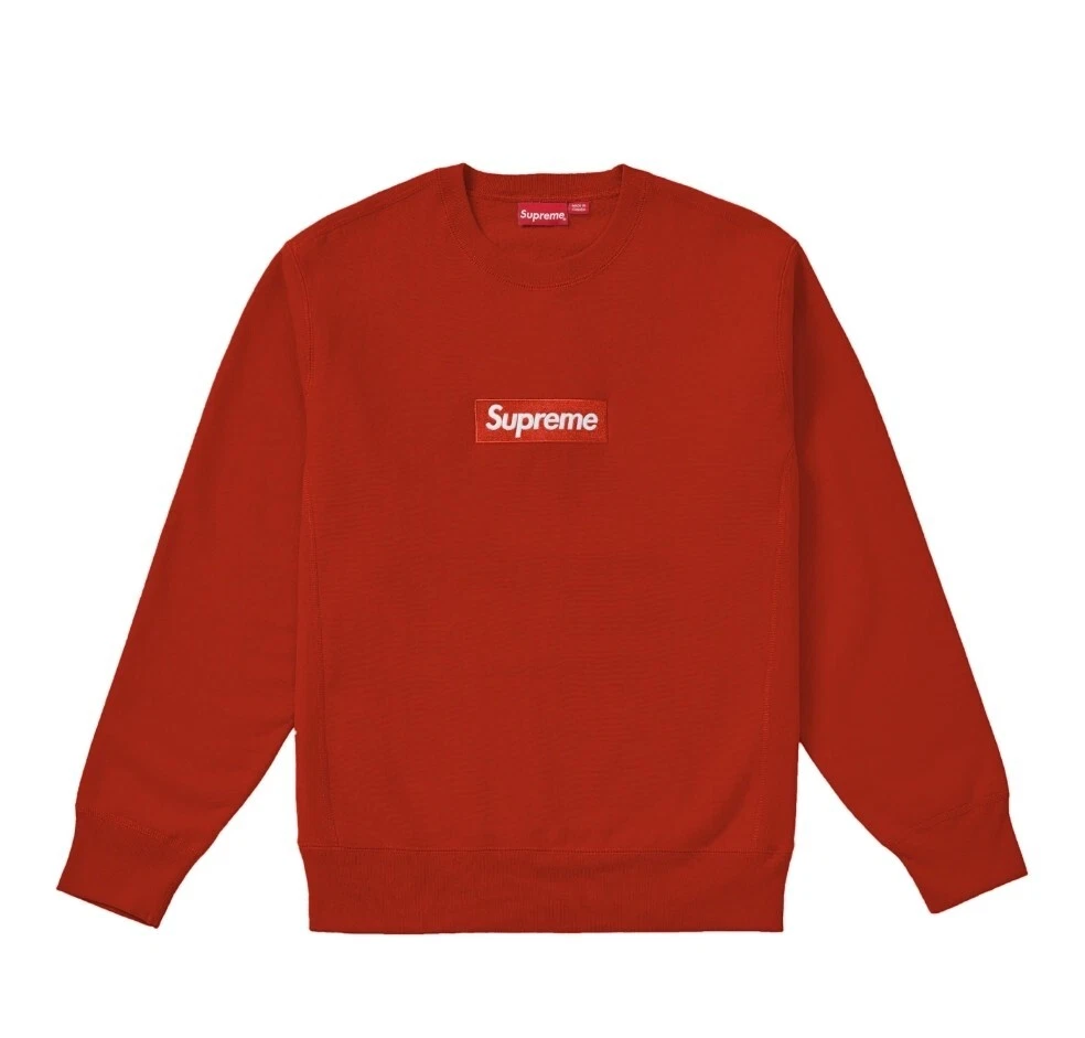 Sweat shirt à col crevette logo Supreme Box rouille FW18SW26 taille moyenne flambant neuf dans son sac