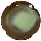 Frankoma Plainsman Prairie Green Brown 5E Scalloped Dessert/Salad/App Plate