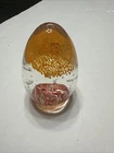 Vintage Murano Italy Egg Shape Glass Paperweight Orange Red