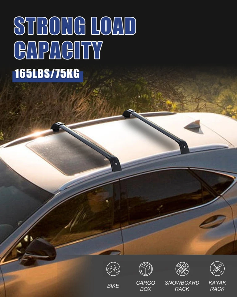 Barras transversales bloqueables para barras de carga techo negras Lexus Nx 200t 300 300h 2015-2021 Foto 4 de 4