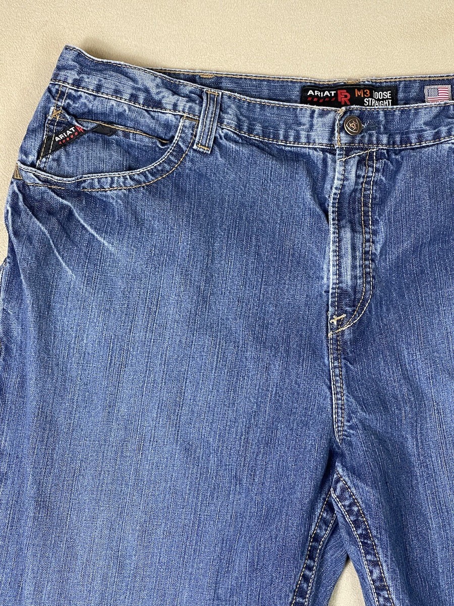 Ariat Jeans Men 44x30 Blue M3 Loose Straight Fire Resistant