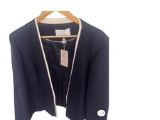 Jacques Vert Black Ivory Trim Jacket Length 23 1/2” Size 24 Vgc Away 3.9