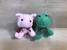 New Vintage Russ Mini Green Frog  Pink Pig Plushies