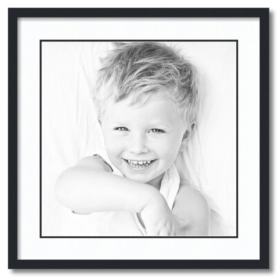 ArtToFrames Matted 24x24 Black Picture Frame with 2'' Double Mat, 20x20 Opening