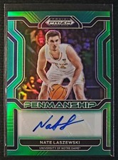 2022-2023 Prizm Draft Picks NATE LASZEWSKI Penmanship Green Auto CP-NLA NOTRE