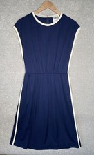 Vintage CARNEGIE OF LONDON Women’s Midi Dress Navy Blue Size 14 100% Polyester