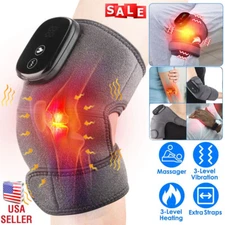 Electric Heating Vibration Knee Joint Pad Brace Leg Pain Relief Therapy Massager