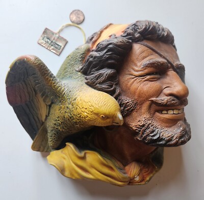 Vintage Bossons Chalkware BUCCANEER Pirate W/Parrot England 1964 England