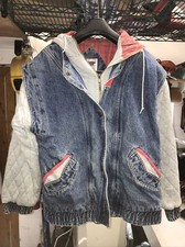 Vintage Current Seen Woman Denim Jacket Plaid Very Nice  Sizer Medium