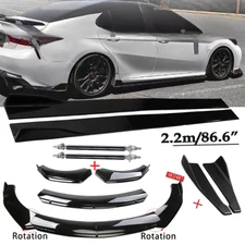 Front Bumper Lip Spoiler Side Skirt Rear Lip For Camry SE XSE 18-20 Glossy Black