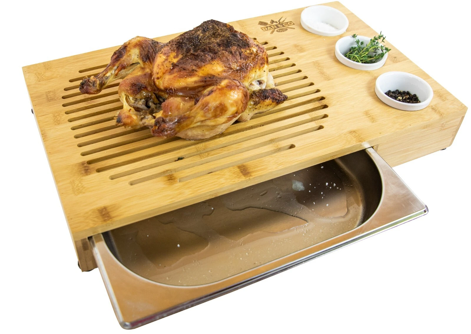 Bamboo Meat Carving Board + Drip Tray - Wooden Chopping Board SLIGHT BOX DAMAGE
Opens in a new windo