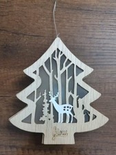 Christmas Tree Shaped Ornament Lights Up Deer Forest Scene Works A2