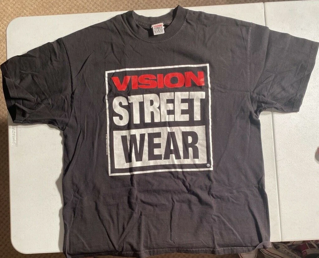 Vintage 1986 / 1987 VISION STREET WEAR Large Black T Shirt 27.5