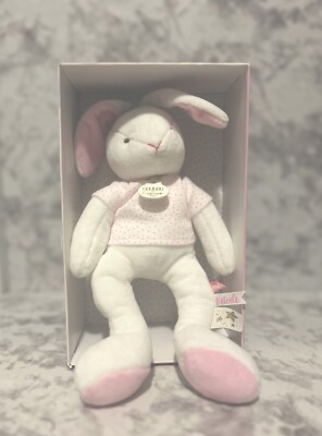 New DouDou Et Compagnie Paris White & Pink Plush Bunny