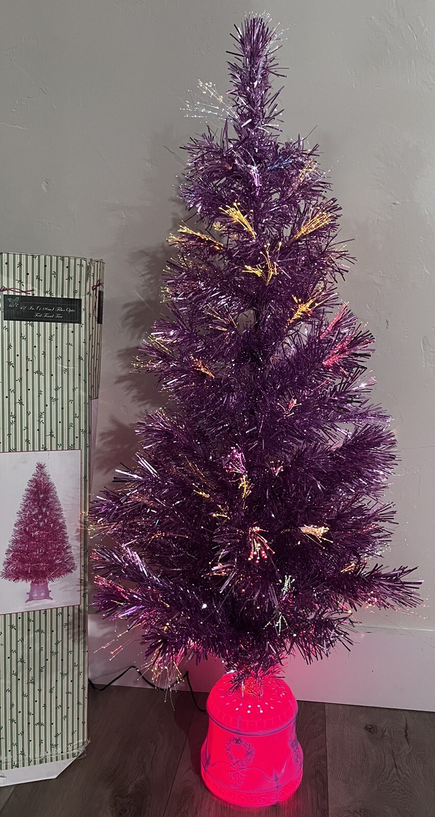 Vintage Tinsel Christmas Tree 42 Inch Light Up eBay