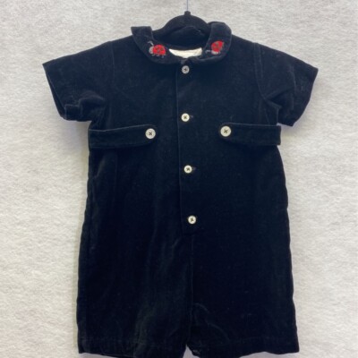 Strasburg Baby Boys Overall One Piece Black Red Buttons