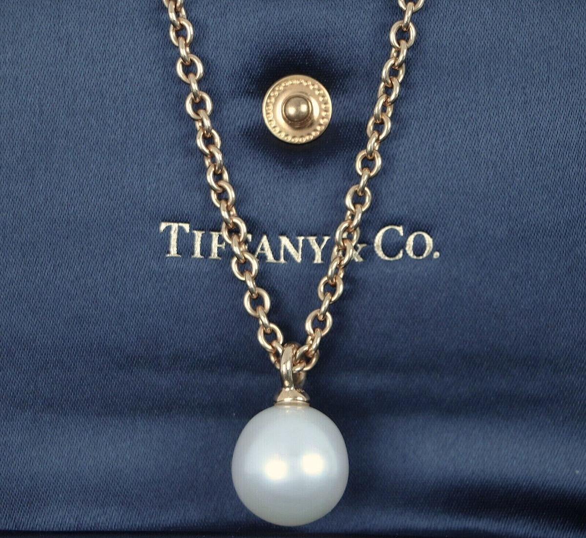 Tiffany & Co 18K Yellow Gold 15.5mm Cultured South Sea Pearl Chain