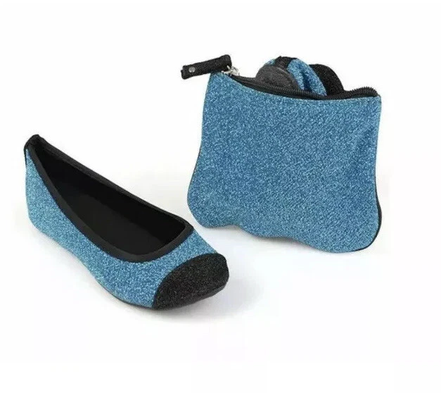 Sidekicks Energy Foldable Flats In Blue Small 5 6.5 New In